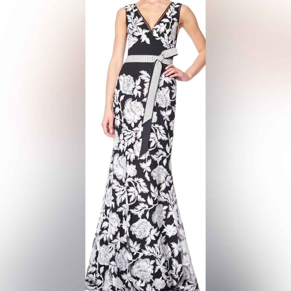 Tadashi Shoji Classic Black & White Floral Dress